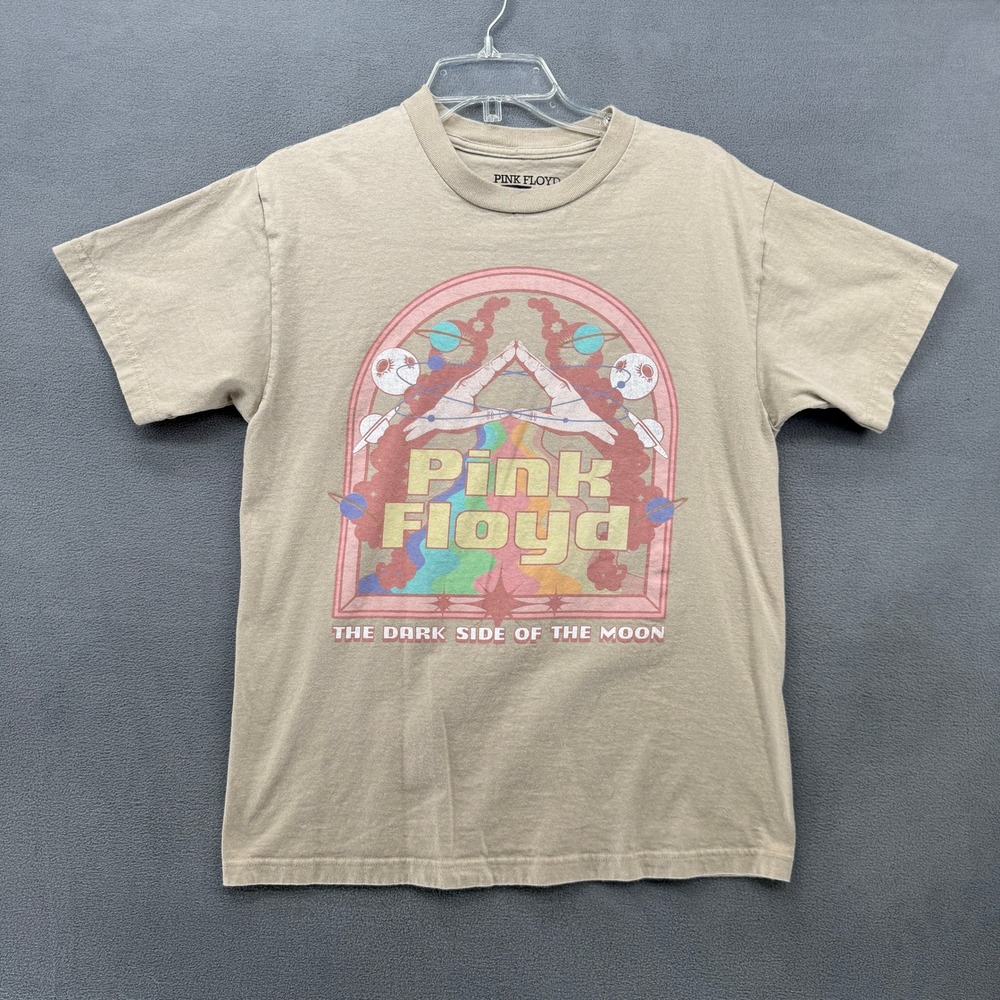 Pink Floyd T Shirt Womens M Dark Side of the Moon 50th Anniversary Graphic Tan
